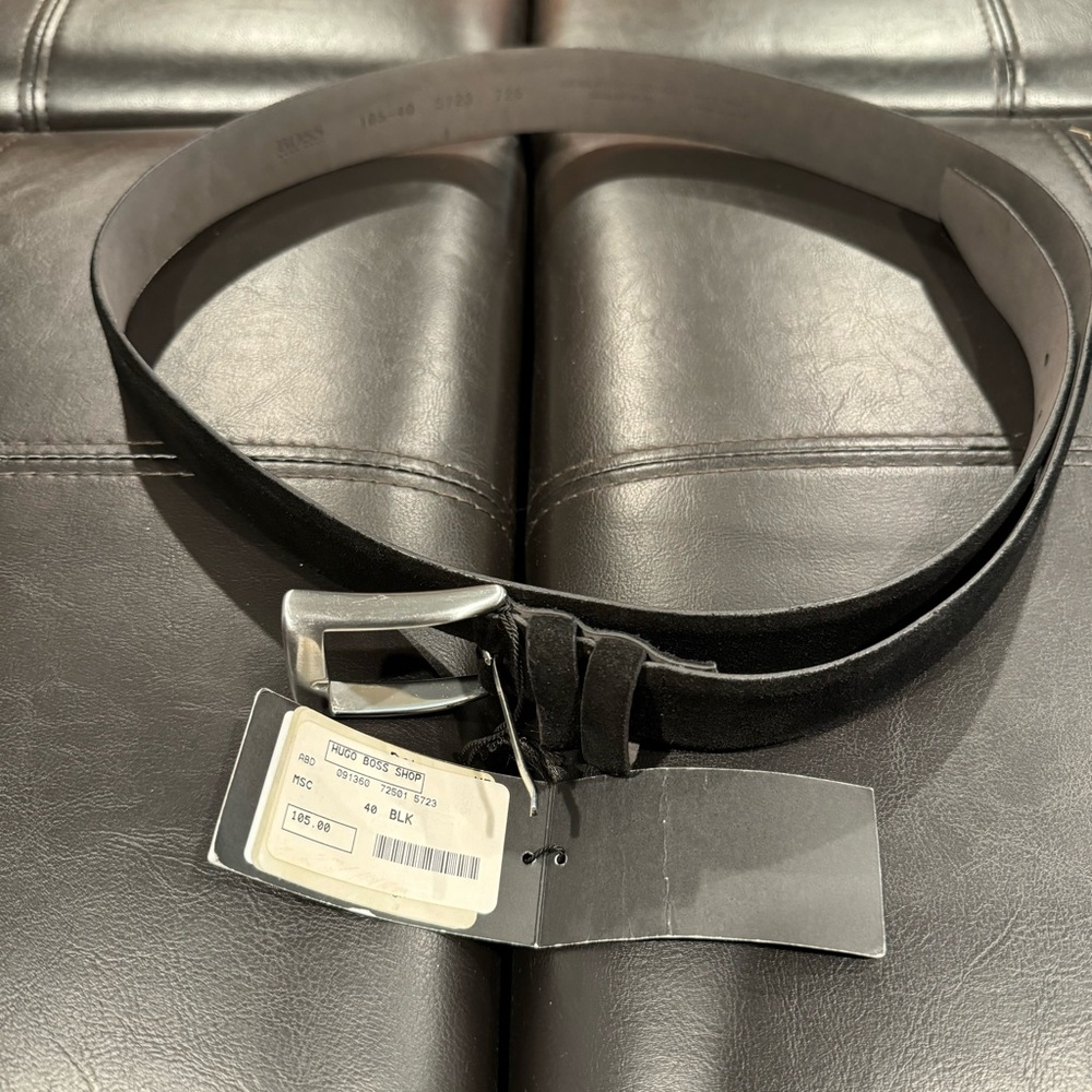 Hugo Boss Genuine Velour calf leather black belt